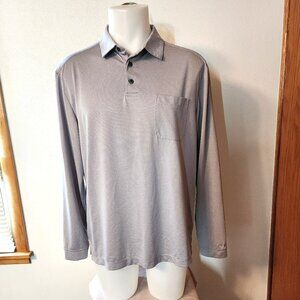 Grand Slam Men's L Golf Polo Shirt Gray Performance AirFlow Long Sleeve EUC #564